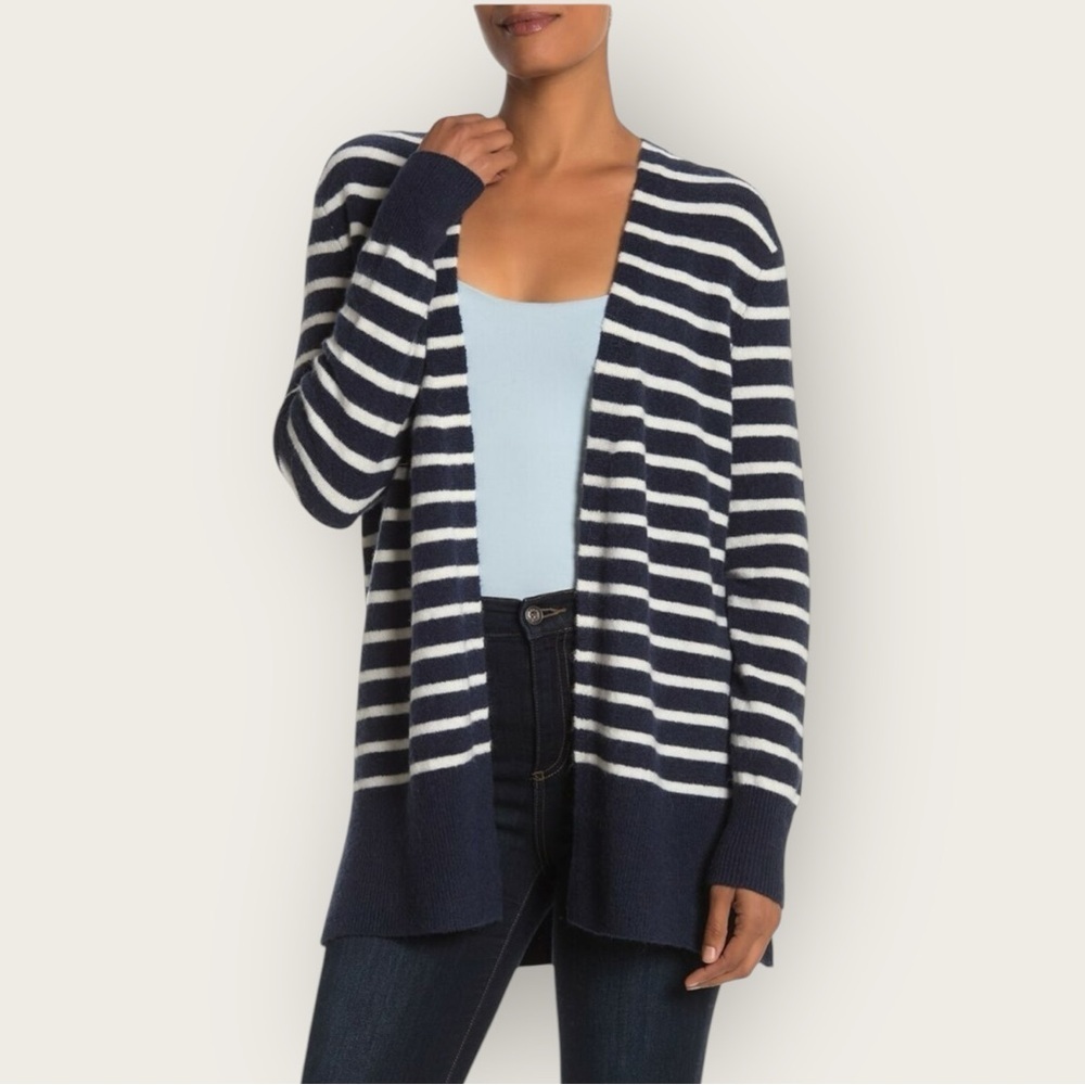 Madewell Walker Stripe Open Cardigan Dark Nightfall Wool Alpaca Size Medium